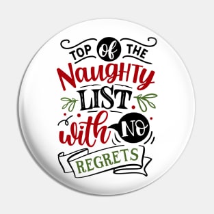 Naughty List Christmas Graphic Santa Funny Ugly Sweater Xmas Pin