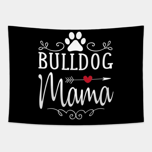 Bulldog Mama Love Heart Tapestry by Xamgi