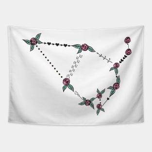 Cepheus Constellation Roses and Hearts Doodle Tapestry