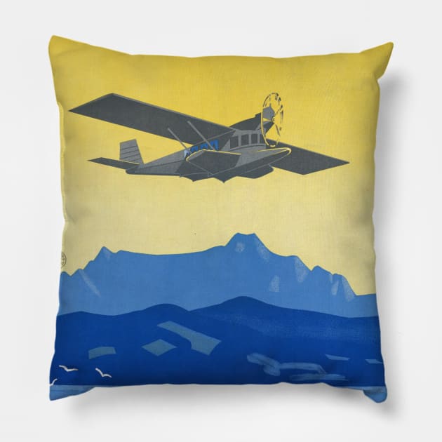 Bodensee Aerolloyd Vintage Poster 1925 Pillow by vintagetreasure