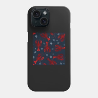 lobster love red on blue Phone Case