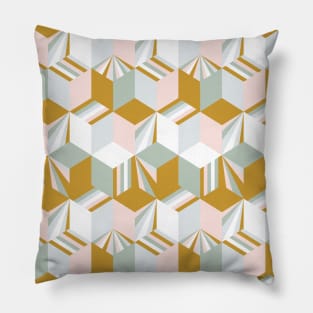 Retro Pastels Cubes Pillow