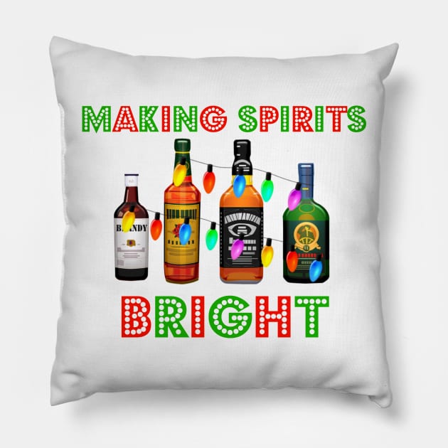 Making Spirits Bright Funny Christmas Pillow by KellyCreates