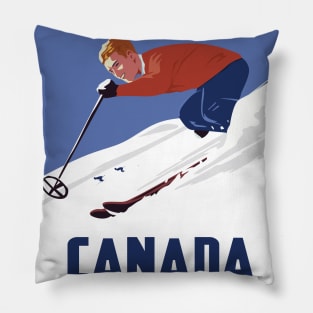 Canada Ski Vintage Travel Poster Pillow