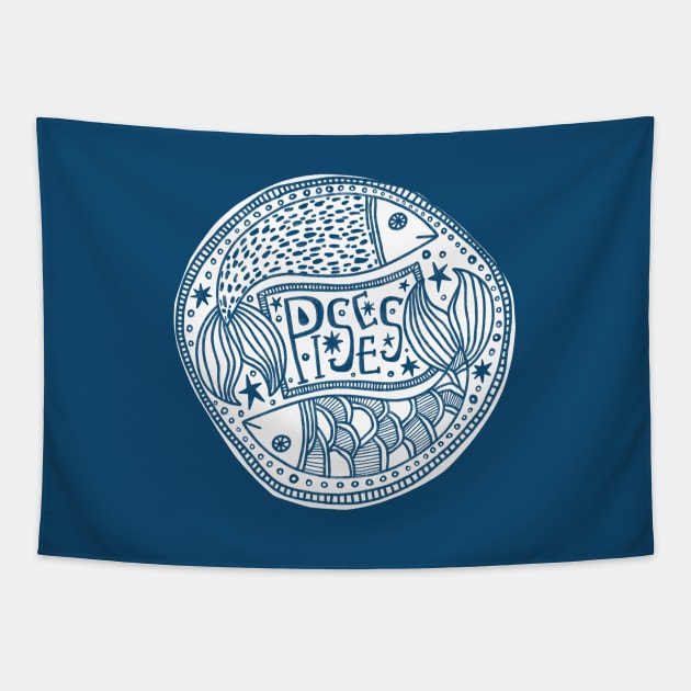 PISCES ZODIAC SIGN WATER ELEMENT Tapestry by EKA-dg