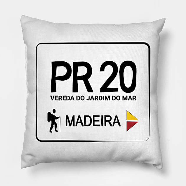 Madeira Island PR20 VEREDA DO JARDIM DO MAR logo Pillow by Donaby