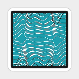 dynamic gray waves on turquoise shapelines Magnet