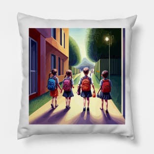 Children going to school Pillow