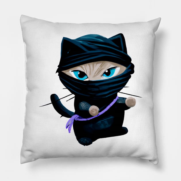 Ninja Kitten Pillow by NsEo