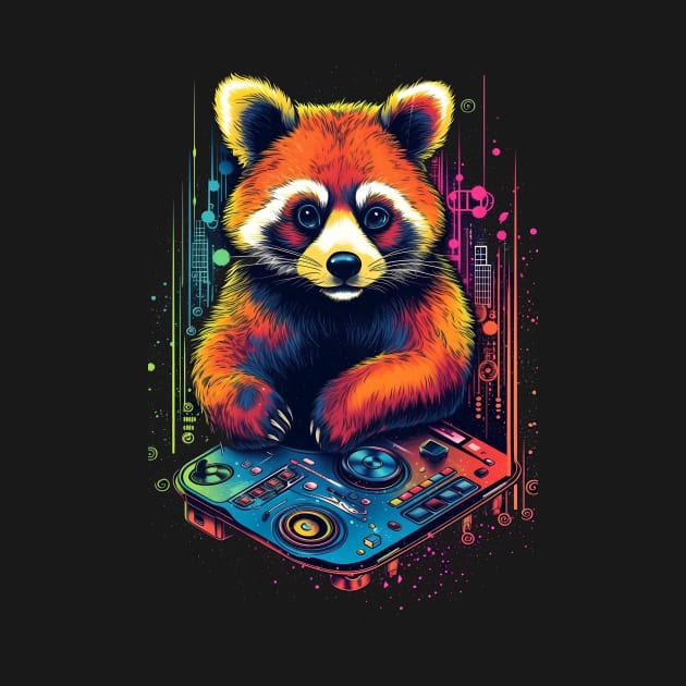 Cosmic Red Panda Mixmaster: DJ of Celestial Beats by RetroPrism