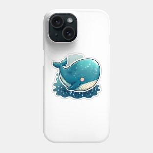 Chubby Blue Whale (white border) Phone Case