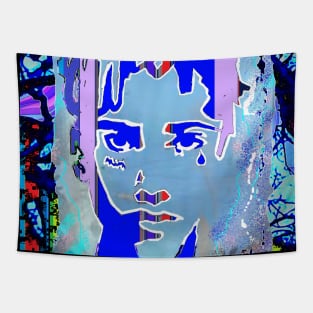 blue tattoo face by LowEndGraphics Tapestry