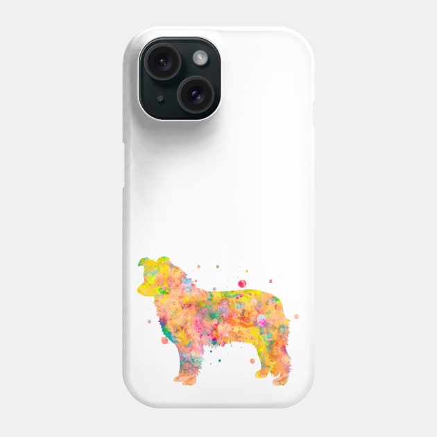 Border Collie Dog Watercolor Painting Phone Case by Miao Miao Design