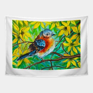 Enjoying Spring Watercolor Illustration Tapestry