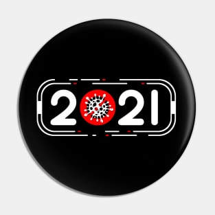 Vaccinated 2021 Black and White Text Based Design Pin