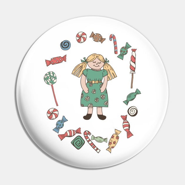 Retro Christmas Doll Pin by SWON Design