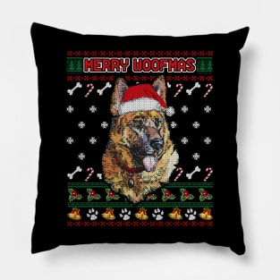 Merry Woofmas German Shepherd Christmas Dog Ugly Sweater Pillow