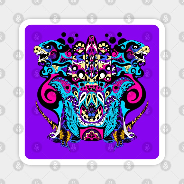 dogs and moths in mandala madness kaiju wallpaper vector art Magnet by jorge_lebeau