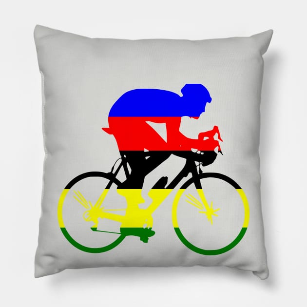 Bike Stripes World Road Race Champion Pillow by vintagejoa