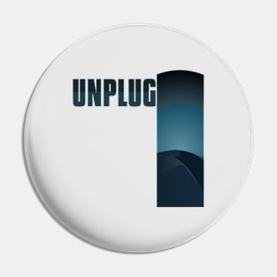 UNPLUG Light And Dark Blue Desert Mountain Range Beach Sunset Vibe Pin