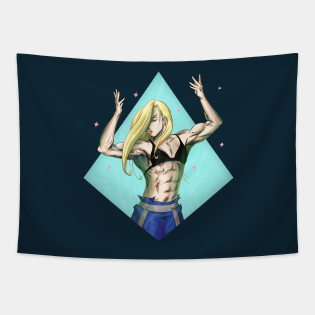Olivier Mira Armstrong Flex Fullmetal Alchemist Tapestry Teepublic Olivier mira armstrong is the eldest daughter of the prestigious armstrong family of central city in amestris. olivier mira armstrong flex