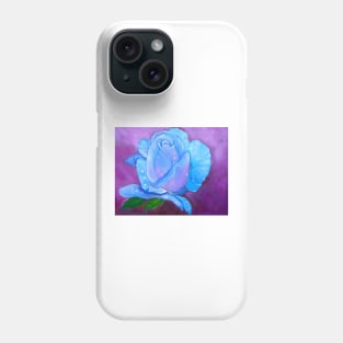 Blue Rose with Dew Drops Phone Case