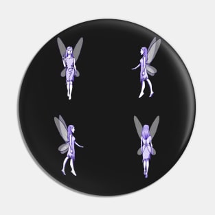 Purple Fairies on White Pin