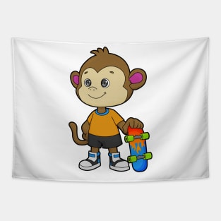 Monkey as Skater with Skateboard Tapestry