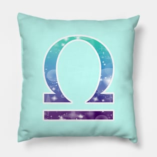 Libra Zodiac Symbol in Magical Mermaid Colors Pillow