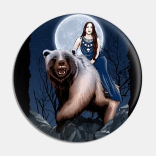 Grizzly Girl Graphic Design Pin