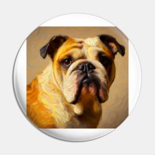 Majestic Chonky Beast Bulldog in Neutral Van Gogh Style Pin