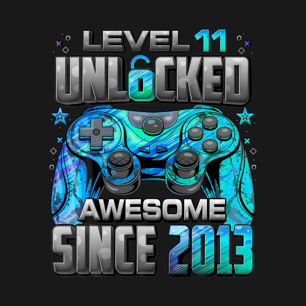 Level Unlocked Awesome Since 2013 11th Birthday Gaming by Cristian Torres