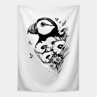 Puffin Wild Animal Nature Illustration Art Tattoo Tapestry