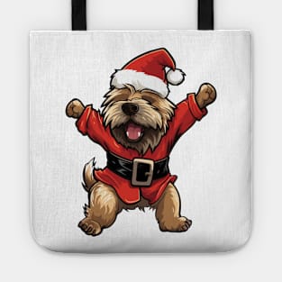 Cartoon Christmas Briard Dog Dancing Tote