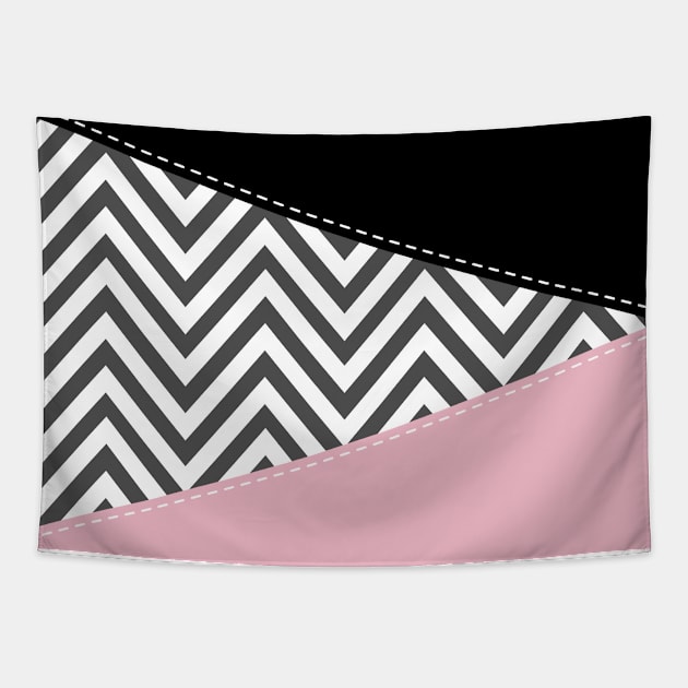 Gray Zigzag, Gray Chevron, Zigzag Pattern, Pink Tapestry by Jelena Dunčević