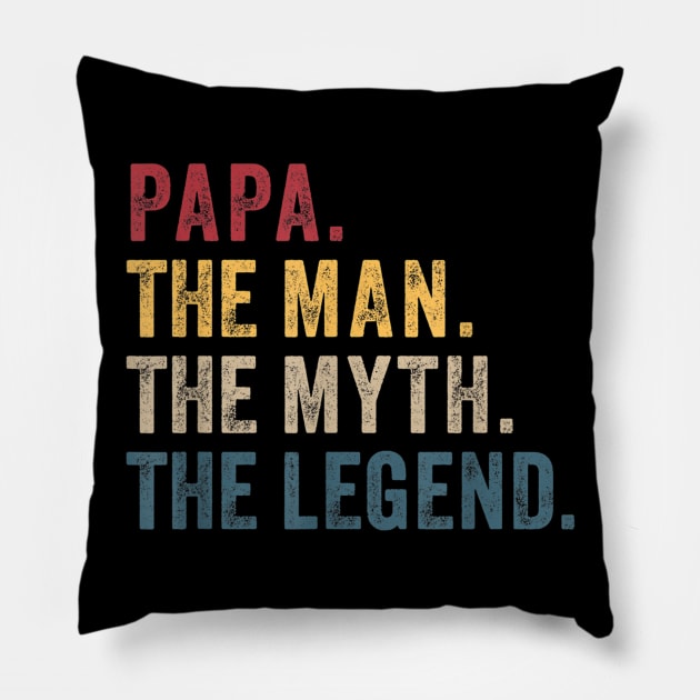 Papa Man Myth Legend Shirt For Mens & Dad Funny Father Gift Pillow by David Darry