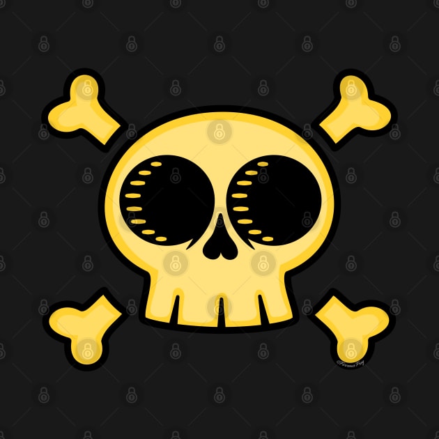 Yellow skull and crossbones by Ferrous Frog