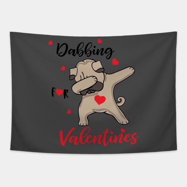 Valentines Shirt, Dabbing Dog Heart, Gift and Décor Idea Tapestry by Parin Shop