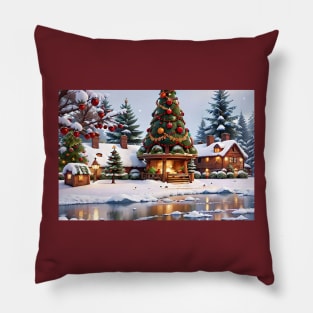 Christmas Cottage on the Lake Pillow