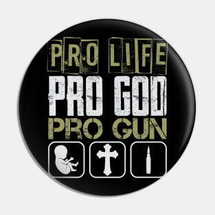 Mens Pro Life Pro God Pro Gun American Patriot Veteran Pin