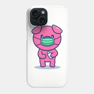 Cute Pig Wearing Mask Holding Sanitizer Phone Case