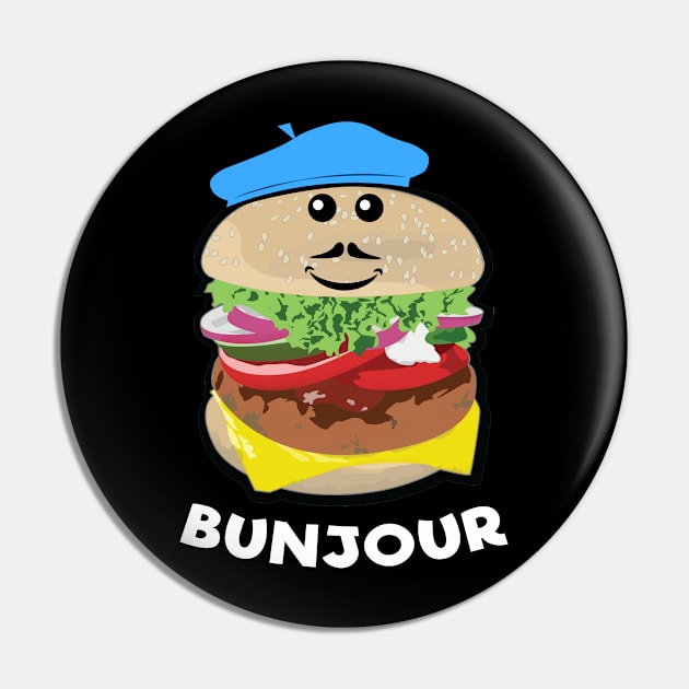 Burger - Bunjour Funny Pun Pin by DesignWood Atelier