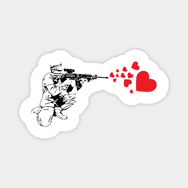 Graffiti Military Rifle Shooting Out Hearts Artsy Magnet by theperfectpresents