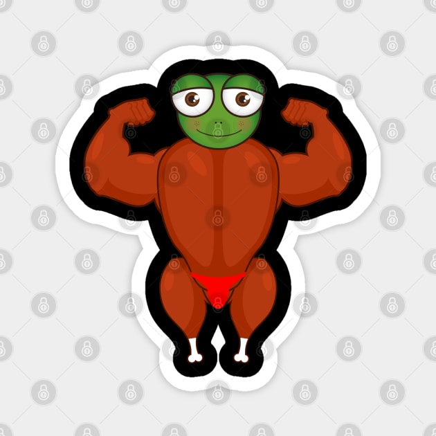 Frog Chicken Bodybuilder Body Builder Strong Man Magnet by Onceer