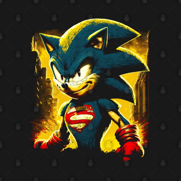 Angry Super hero Blue hedgehog by Allbestshirts