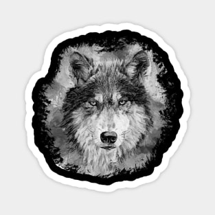 Wolf face black and white painted design Magnet