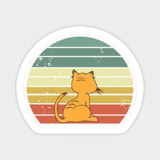 cat watching sunset retro Magnet