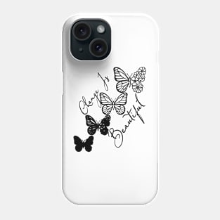 Change Is Beautiful - Black Cute Butterfly Phone Case