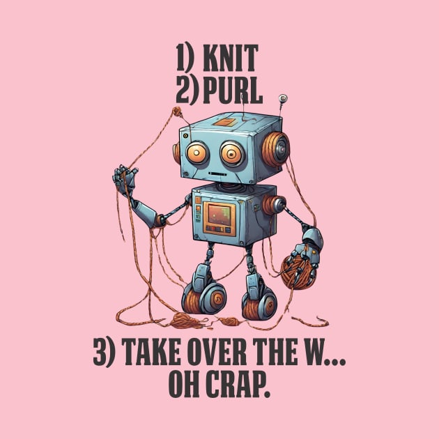 knit purl take over the world robot yarn tangle knitting knitter by BigMRanch