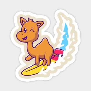 Cute Camel Surfing Cartoon Magnet